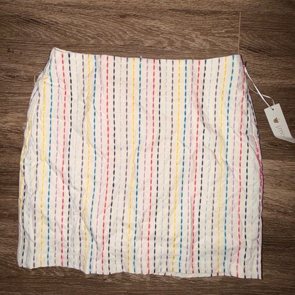 The Impeccable Pig Dresses & Skirts - The Impeccable Pig White Multicolor Striped Mini Skirt